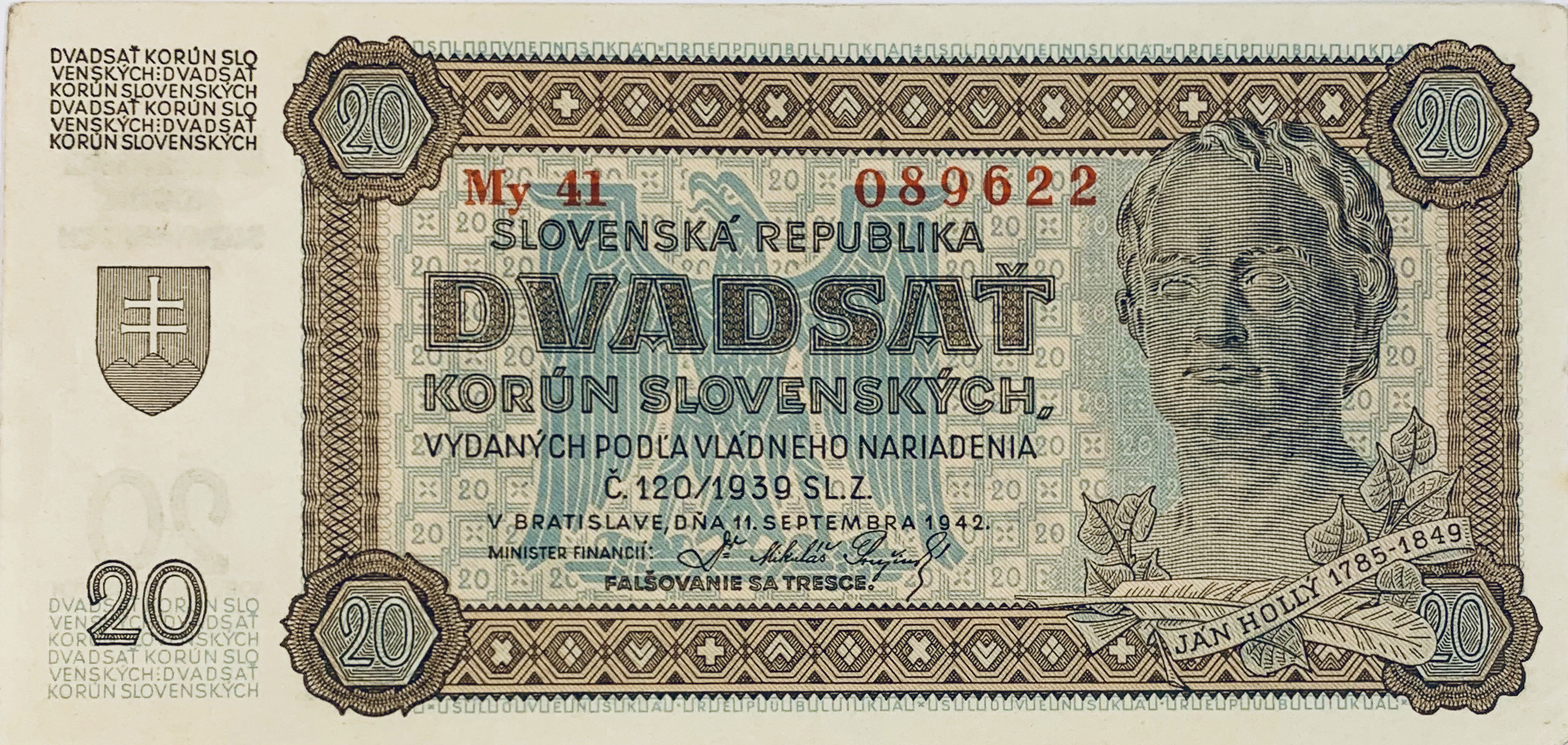 20 korun slovenských, 1942